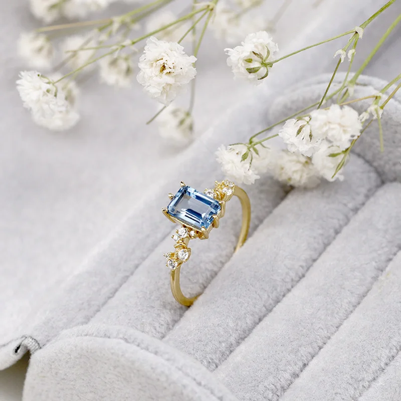 

925 Sterling Silver Rings for Women Wedding Accessory Vintage Gemstone 18K Gold Plated Natural Topaz Ring Fine Jewelry RI061