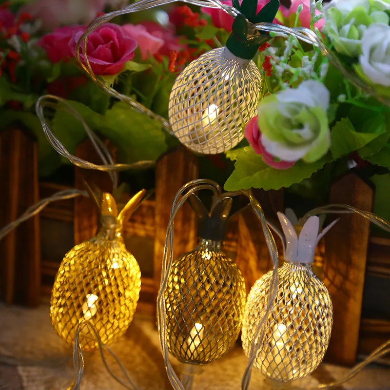 2000pcs Golden Plated Iron Wire Pineapple Fruit Hanging Accessories For LED String Lights Tropical Nature Decorating