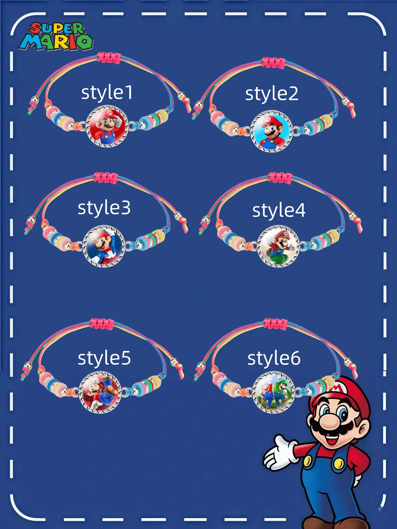 قطعة واحدة من إكسسوارات MINISO Anime الطرفية، سوار جوهرة ماريو تايم كارتوني عصري، مجوهرات بسيطة منسوجة ملونة للفتيات