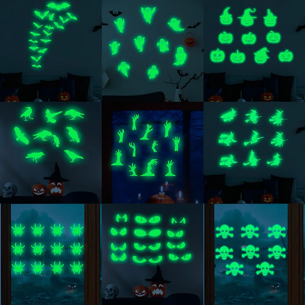 Halloween Luminous Wall Decals Glowing in The Dark Eyes Window Sticker for Halloween Decoration for Home Party Supplies