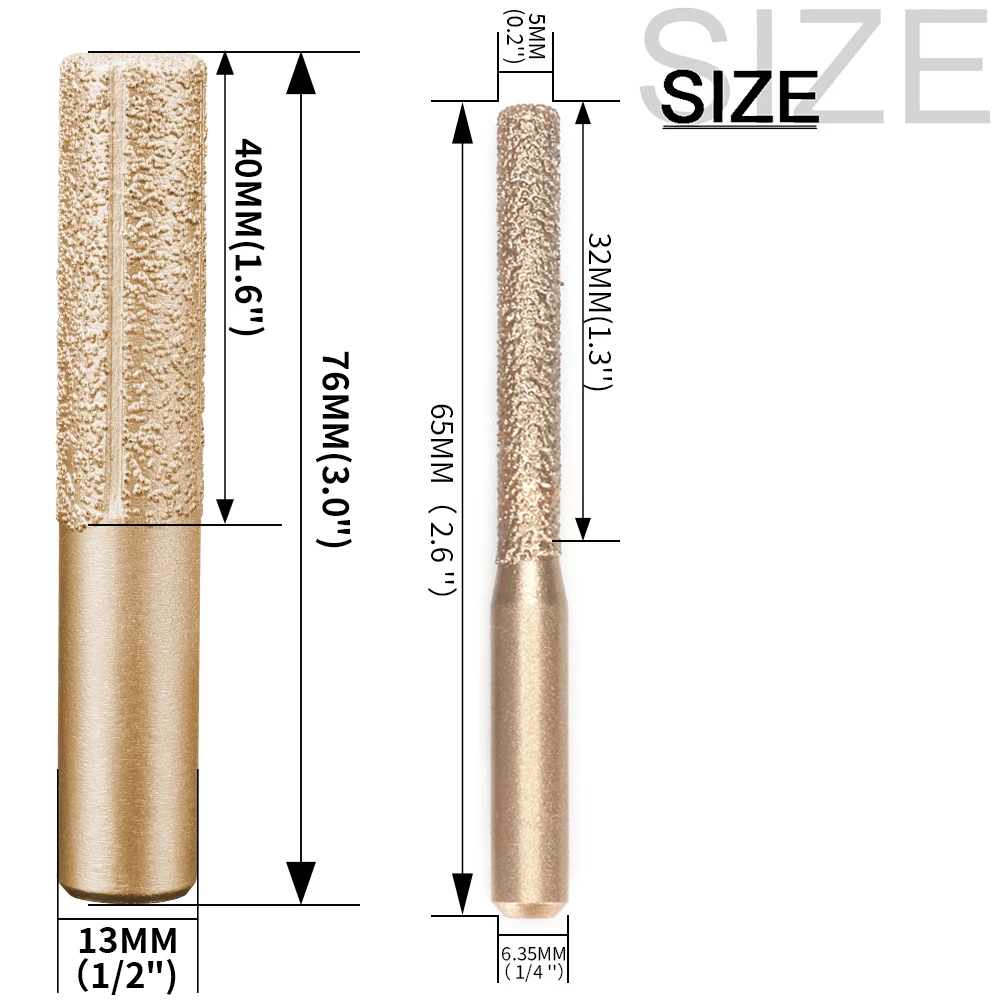 Diamond Router Bits Golden Brazed straight Shank Milling Cutter For Marble Stone Granite Engraving Machine Carving Rotation Tool