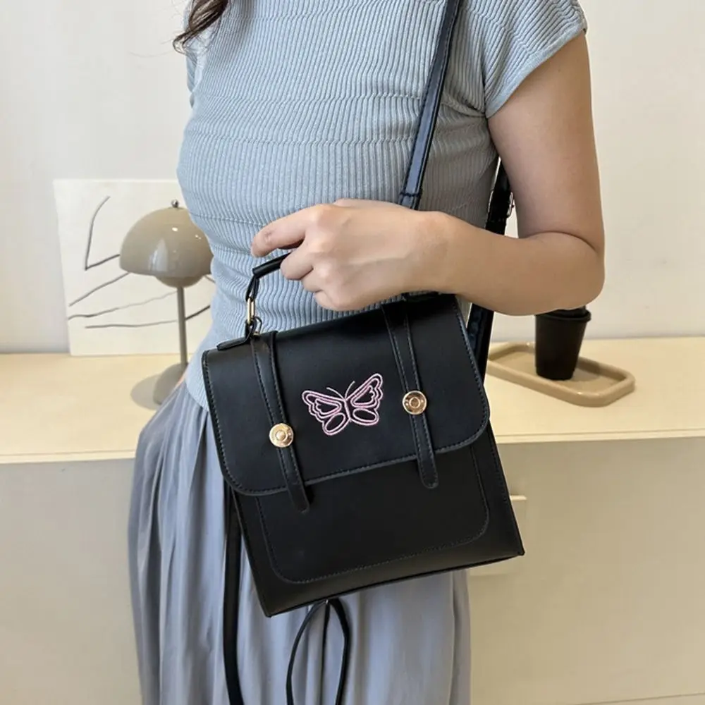 Korean Trendy Butterfly Schoolbags Vintage Simple Butterfly Handbags Temperament All Match PU Leather Backpacks Girls