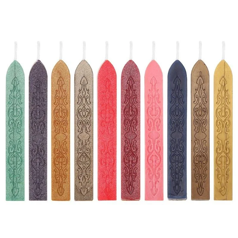 10Pcs Sealing Wax Sticks Colorful Antique Strips Candle Beeswax for Postage Letter Stamp Retro Wedding Envelope Random Color