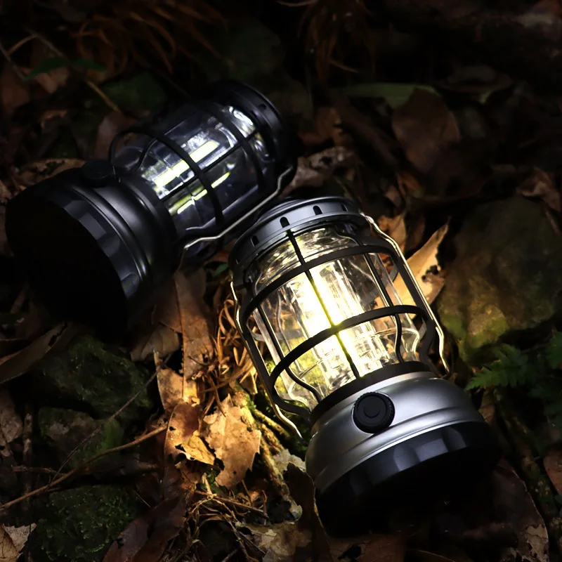 

Outdoor Camping Light Gathering Camping Lamp Multi functional Retro Handheld Battery Camping Atmosphere Light