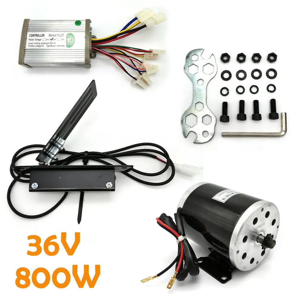 36 V DC 800 W Electric Motor Set, Brush Motor Electric Motor with Control Pedal, Controller for Go-Karts Scooters E-Bikes
