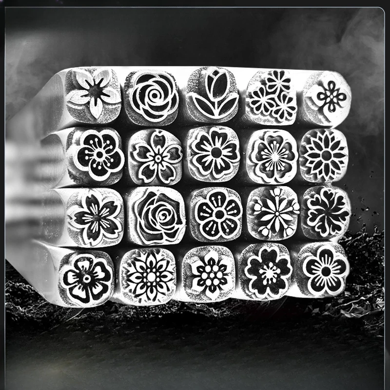 5/7mm Flower Pattern Metal Stamping Tool Jewelry Punching Silver Leather Ring Craft DIY Marking Steel Puncher Engraving Tool