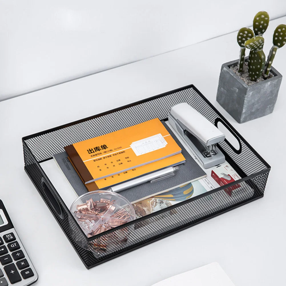 1 st Metalen Bestand Zwart Premium Ijzer Desktop Creatieve Lade Opbergdoos Voor Office Home Briefpapier Organisator Opbergvak