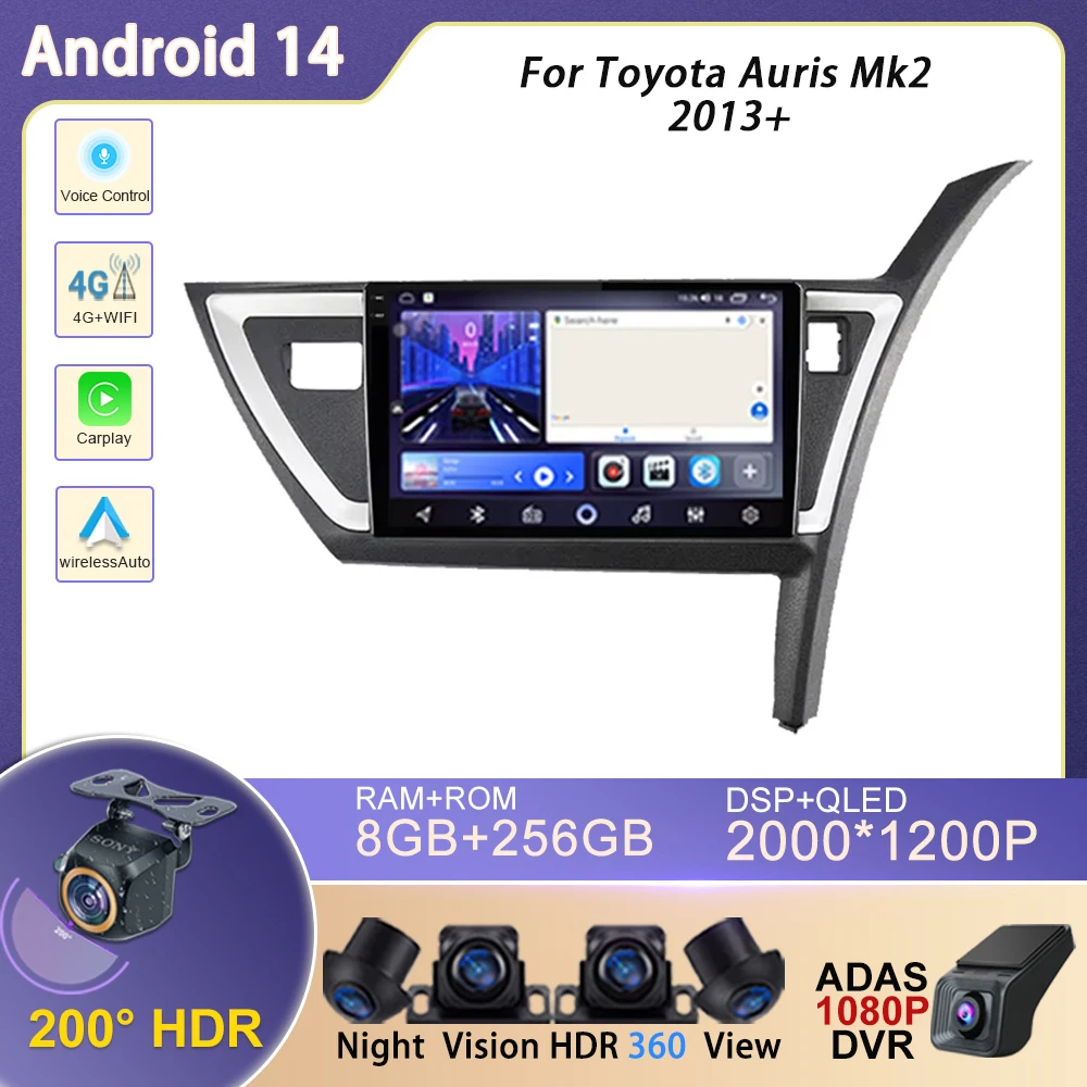 7862 Android 14 Car Radio Wireless Carplay For Toyota Auris Mk2 2013+ Multimedia Player GPS Navigation 5G wifi No 2din DVD BT