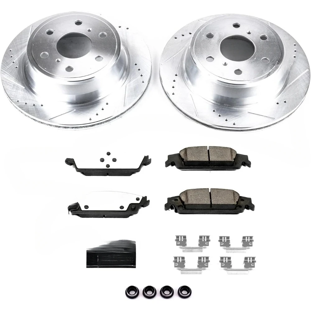 Brake Pads and Drilled and Slotted Brake Rotors For Escalade Chevy Silverado 1500 Suburban Tahoe  Sierra 1500 Yukon 6 Lug