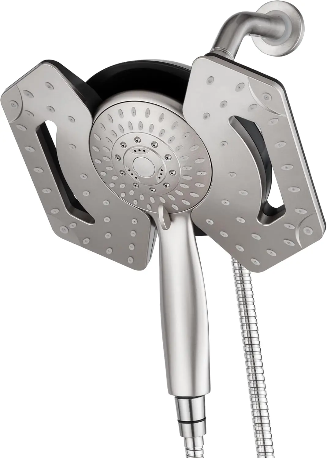 

Насадка для душа с дождевой насадкой высокого давления 2-в-1 с ручным управлением и шлангом, 2,5 галлона в минуту для максимальной релаксации