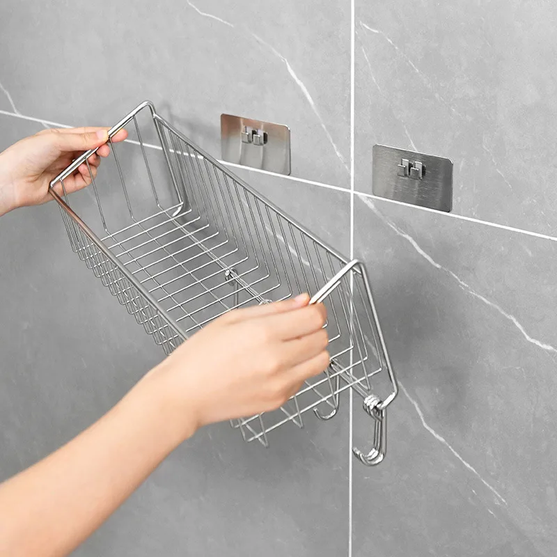 304 Stainless Steel No Drill Wall Mount Bathroom Storage Rack Rustproof Magnetic Toilet Organizer