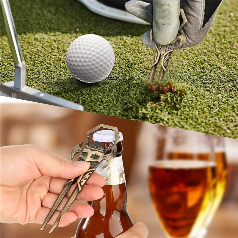 Creative Golf Divot Repair Tool Shape Beer Bottle Opener Metal Corkscrew for Party Club Kitchen Bar Accessory for Wedding Set
