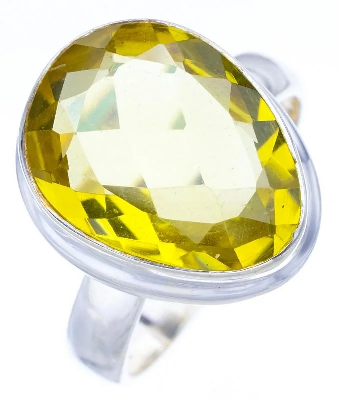 

StarGems натуральный зеленый Аметист ручной работы 925 пробы Серебряное кольцо 7,5 F0352