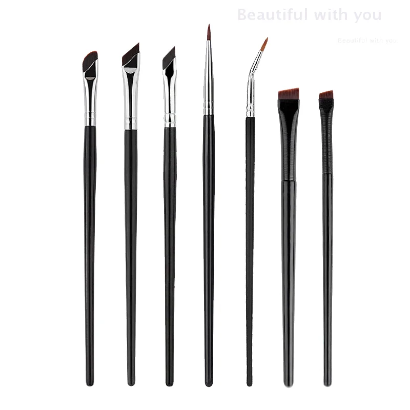 Pennello per eyeliner con lama di aggiornamento da 7 pezzi Pennello per sopracciglia piatto ultra sottile ad angolo fine sotto gli occhi Pennello per trucco