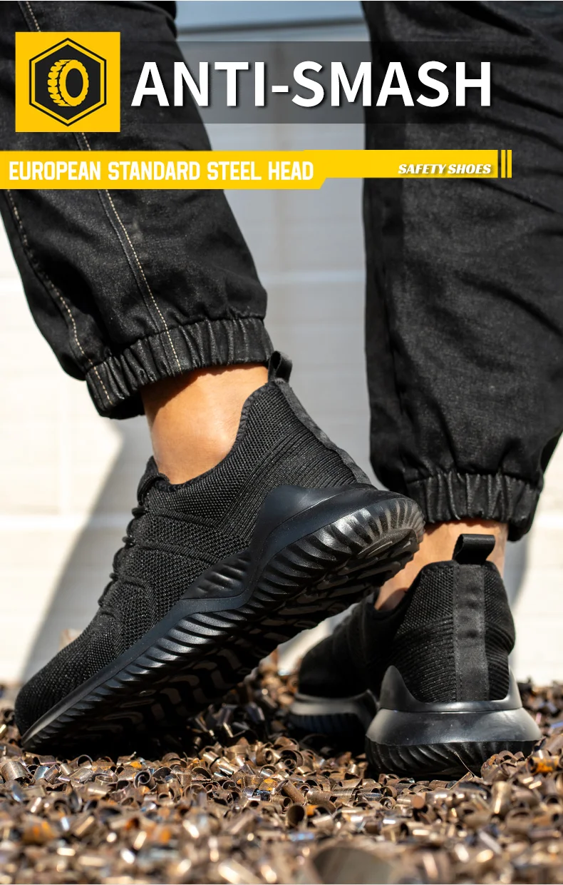 Leichte, atmungsaktive Sicherheitsschuhe für Herren mit Stahlkappe, durchtrittsicher und rutschfest, Schutzschuhe, Sicherheitsschuhe. – Detail 8