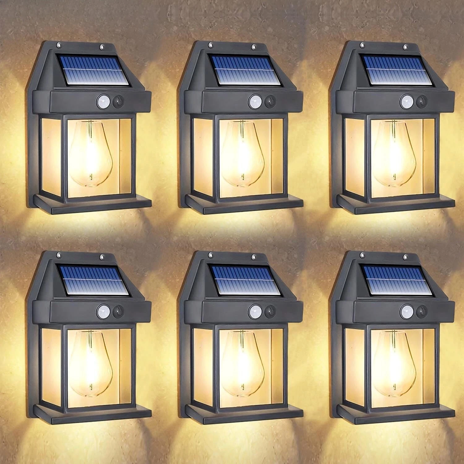 

Solar Wall Lamp Outdoor Dusk To Dawn Porch Light PIR Motion Sensor Garden Light Suitable for Courtyard Garden Villas