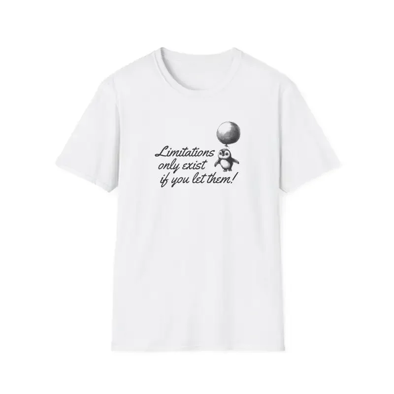 Limitations only exist if you let them T Shirt Cute Penguin flying Inspirational Words to live by