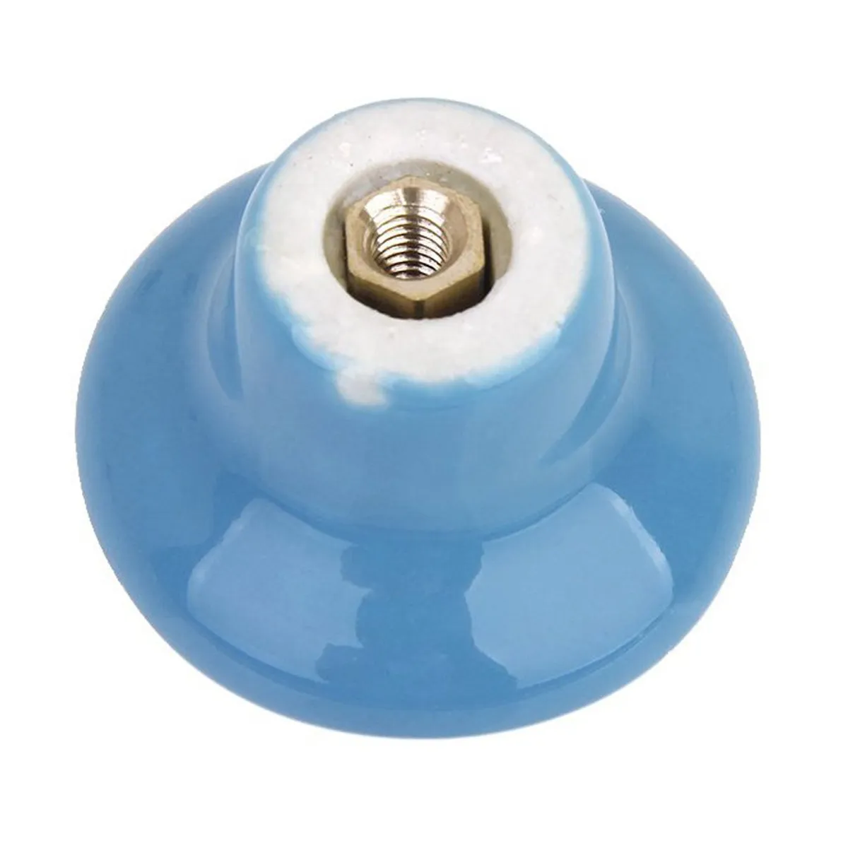 5pcs Blue Round Ceramic Cabinet Pull Handles, 24mm Diameter, for Drawer, Wardrobe, Chest, Kitchen Cupboard