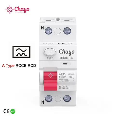 2P 63A Type A RCCB RCD 6KA Electromagnetic Type Residual Current Circuit Breaker 30ma Differential Circuit Breaker