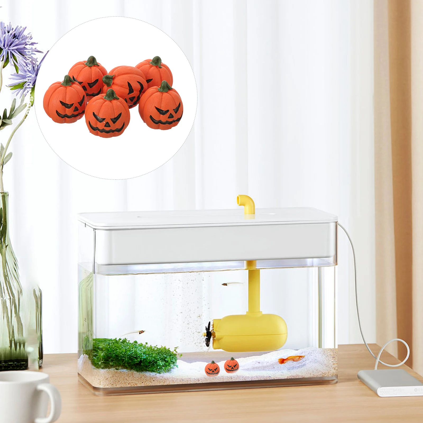 

6Pcs Miniature Resin Pumpkins Halloween Decor Mini Pumpkin Adornments Party Favors Desktop Micro Landscape Decor