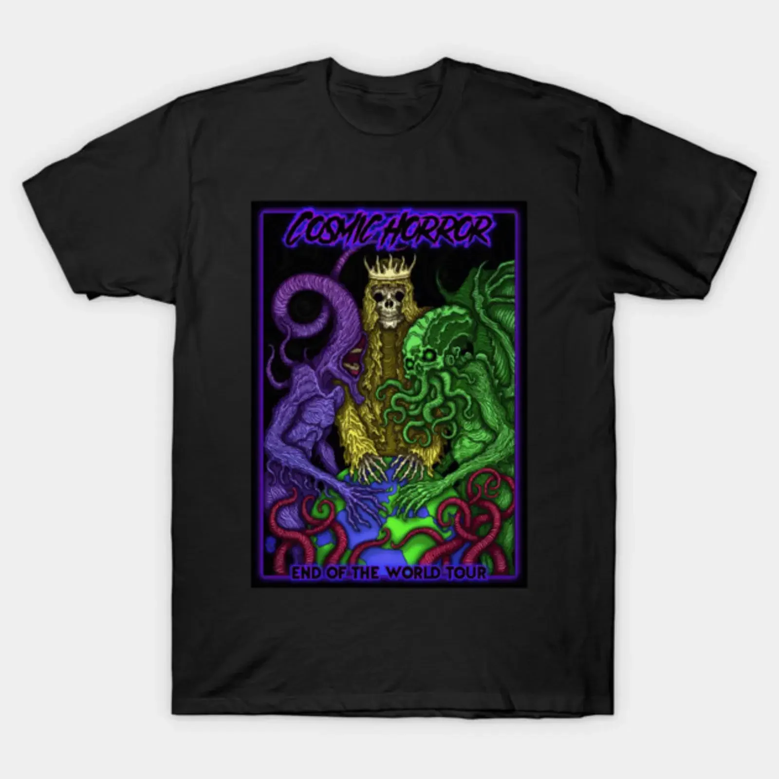 Cosmic Horror Front Back Azhmodai 22 T Shirt vintage Washed Stylish graphic Soft Stretched streetwear Breathable