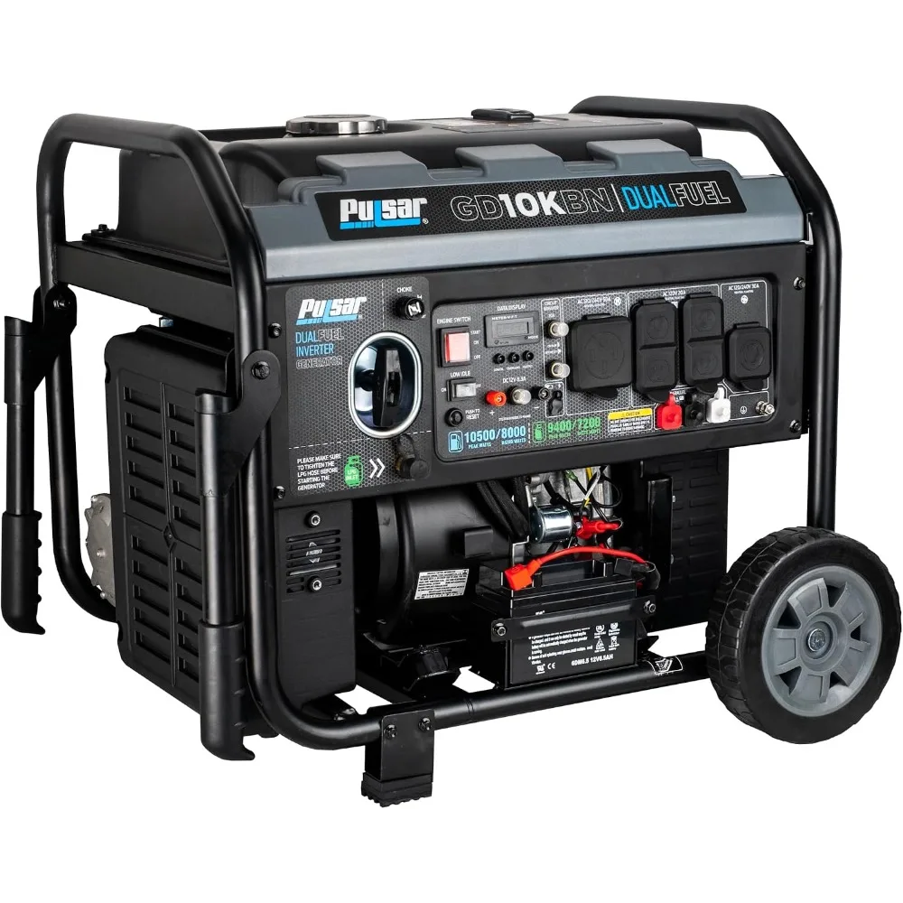 10500W Dual Fuel Portable Inverter Generator Home Backup Electric Start RV Ready with Wheel Kit