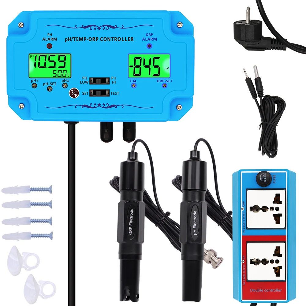 New 3 in1pH/ORP/TEMP Controller Professional Water Quality Controller Electrode BNC Type Probe PH ORP Dual Display Control40%off