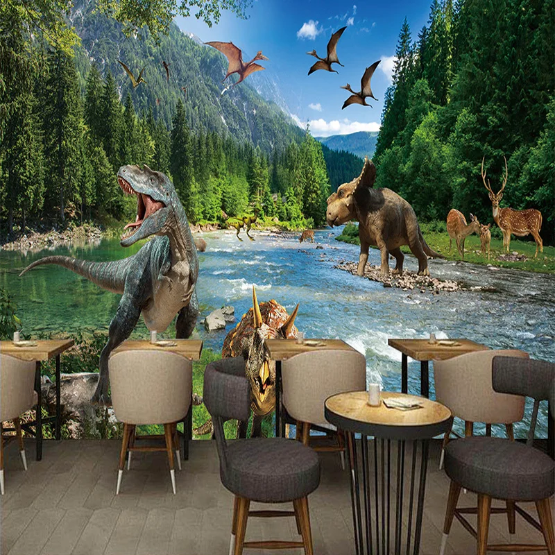 

Фотообои любого размера на заказ, 3D стерео динозавры, лес, река, природа, пейзаж, роспись, ресторан, кафе, гостиная, Fresco
