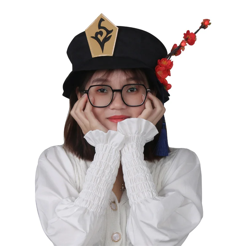 Gioco Hu Tao cappello Cosplay donna tesa larga berretto Anime gioco Costume puntelli Halloween copricapo accessori regalo di natale