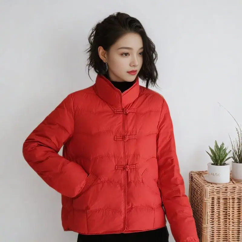 Female Winter Tops Coat Down Jackets Stand-up Collar Frog Duck's Down Warm Comfortable Leisure Fashion Soft Minority Versatile