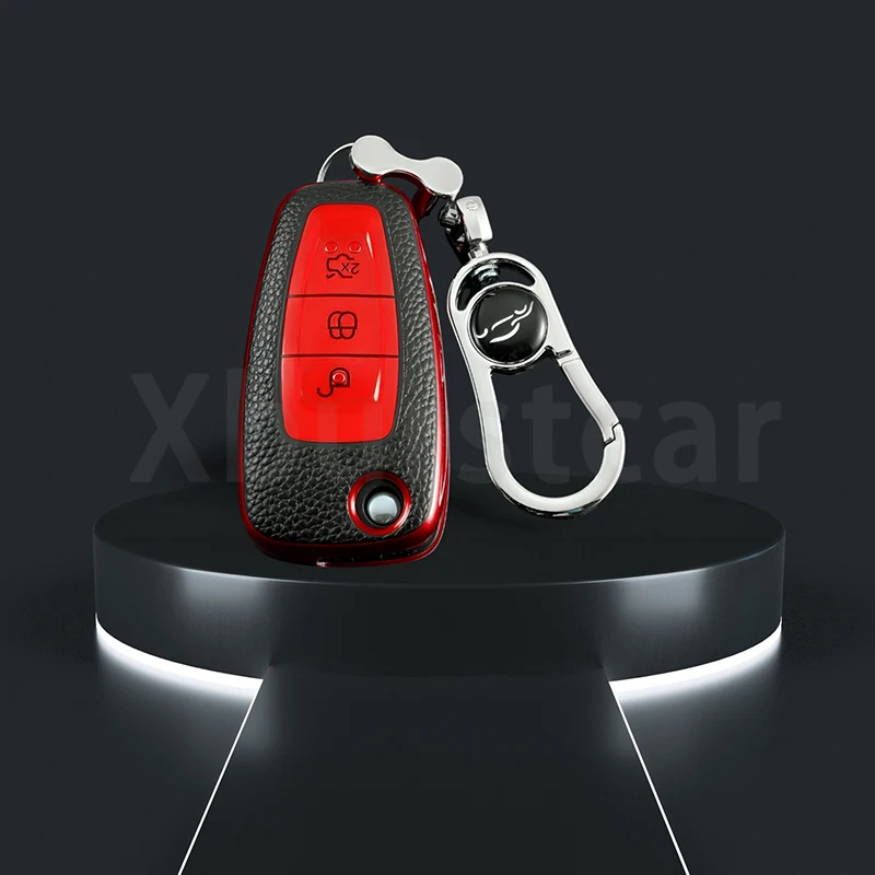 3 Button Car Shell Holder for Ford Ranger C-Max S-Max Focus Galaxy Mondeo Transit Tourneo Custom Soft TPU Leather Key Case Cover