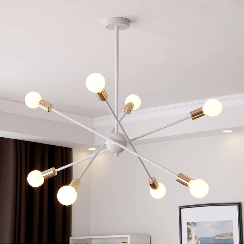 Modern Sputnik Chandelier Nordic Ceiling Light Semi Flush Mount Ceiling Lamp Bedroom Living Room Home Decor Lighting Fixture LED