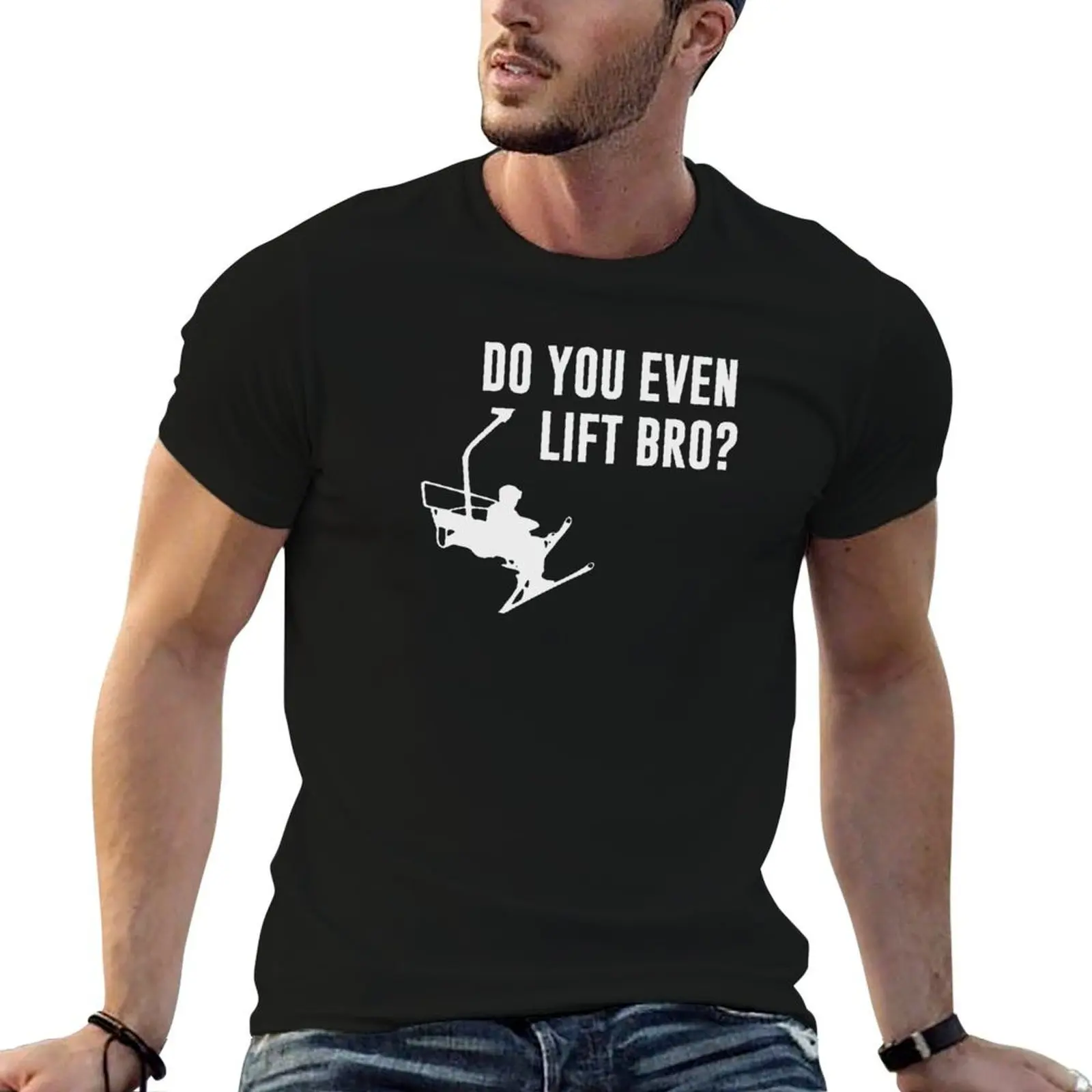 Bro, Do You Even Ski Lift? T-Shirt topping vintage t shirts Men's clothing