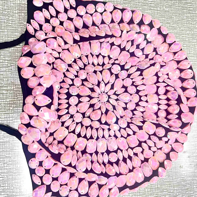 Männer Frauen Leistung Kopfbedeckung Strass Steine Kopf Ornament Halloween Nachtclub Pole Dance Kostüm Bühne Zubehör XS9817