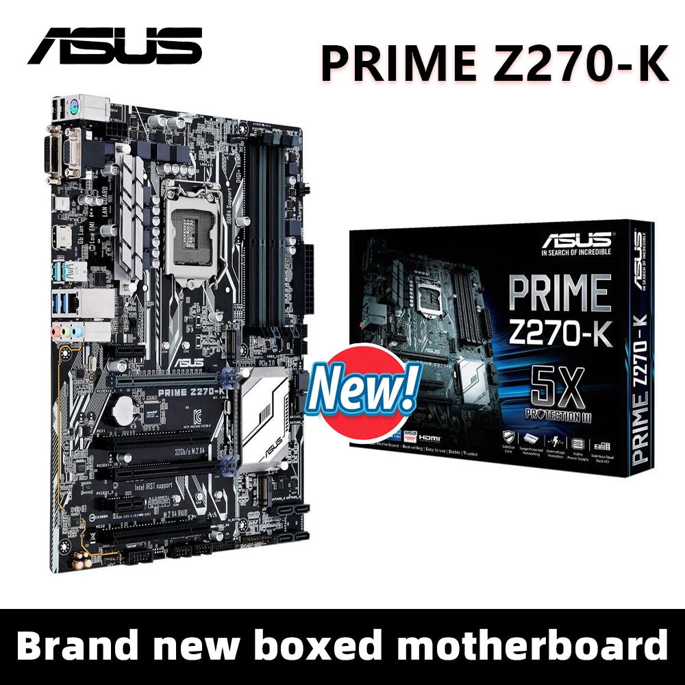 ASUS PRIME Z270-K Motherboard Support i7-7700K 6700 i5-7600K 6500 i3-7350K 6300 CPU LGA 1151 4×DDR4 DIMM PCIe 3.0 ATX Mainboard