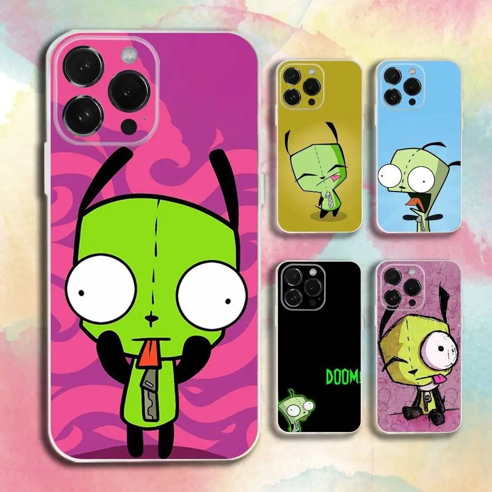 

Cartoon Invader Zim Phone Case For iPhone 16,15,14,13,12,11 Plus,Pro,Max,XR,XS,Plus,E,SE4,Mini Transparent Cover