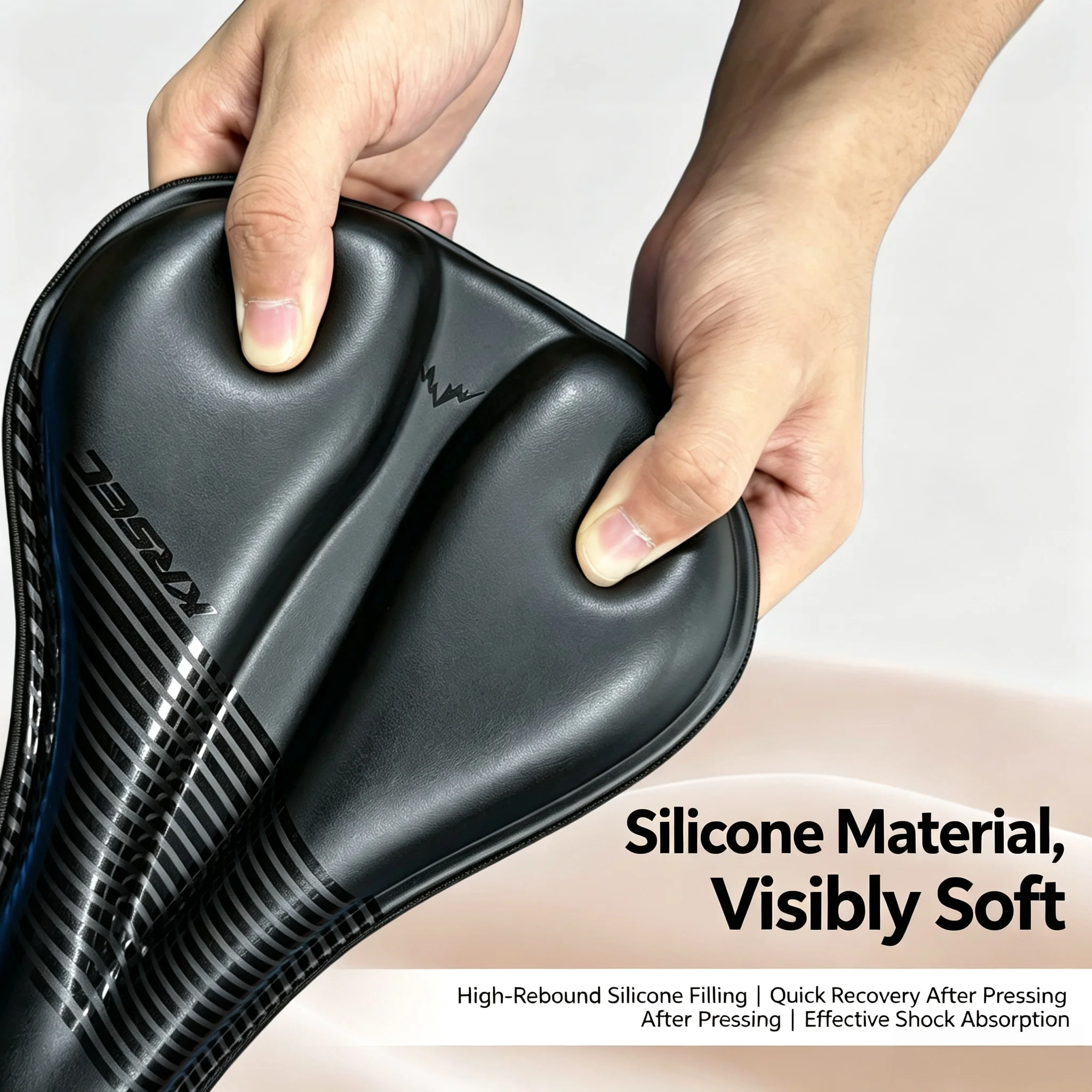 Comfortable Shockproof PU Leather Surface Cycling Seat Silicone Filling Gel Time Trial Bicycle Saddle for Mountain Road Bike