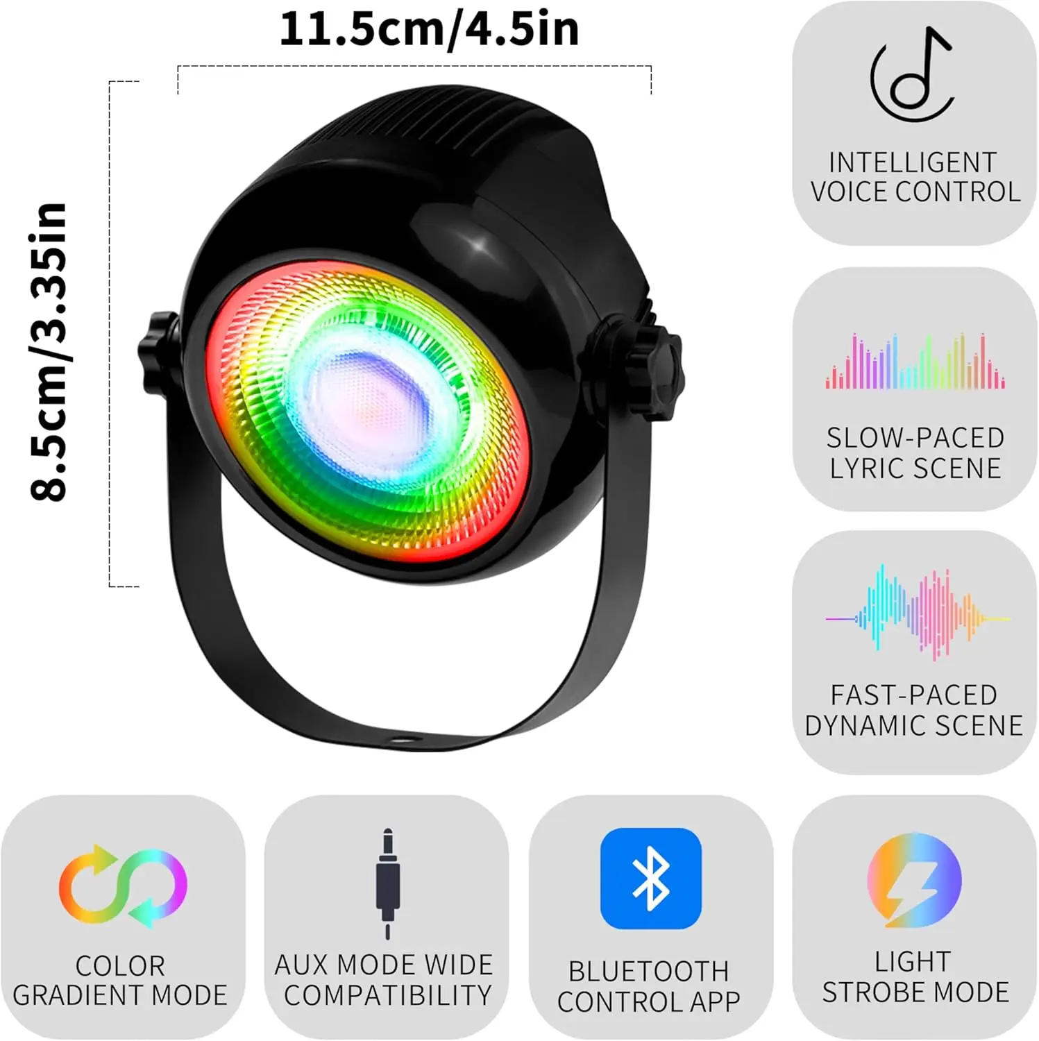 Dj Par Light Music Rhythm Ambient Light,Super Bright Mini Cob50W Party Dance Light,App Intelligent Control, 16 Million Diy