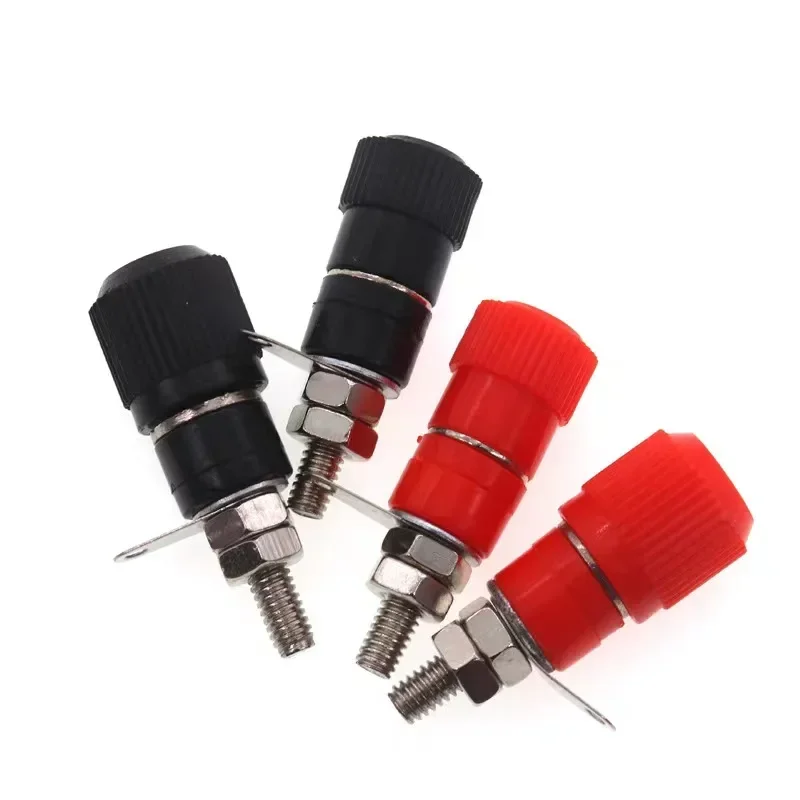 10pcs 4mm Red&Black Banana Socket Professional Binding Post Nut Banana Plug Jack Connector Nickel Plated For 4mm Banana Plug