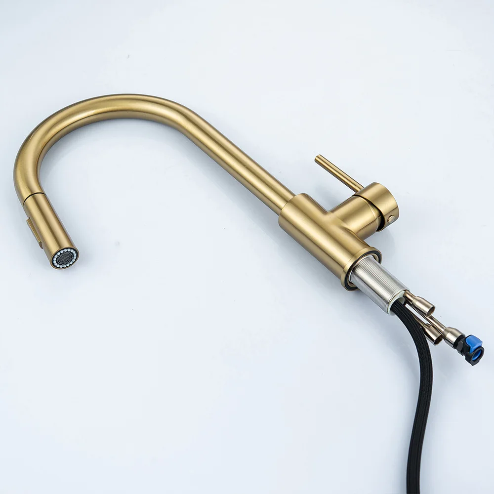 Hot Cold Touch Kitchen Mixer Tap with Pull Down Sprayer Brushed Gold Kitchen Sink Faucets Smart Sensor Touch on Kitchen Faucet