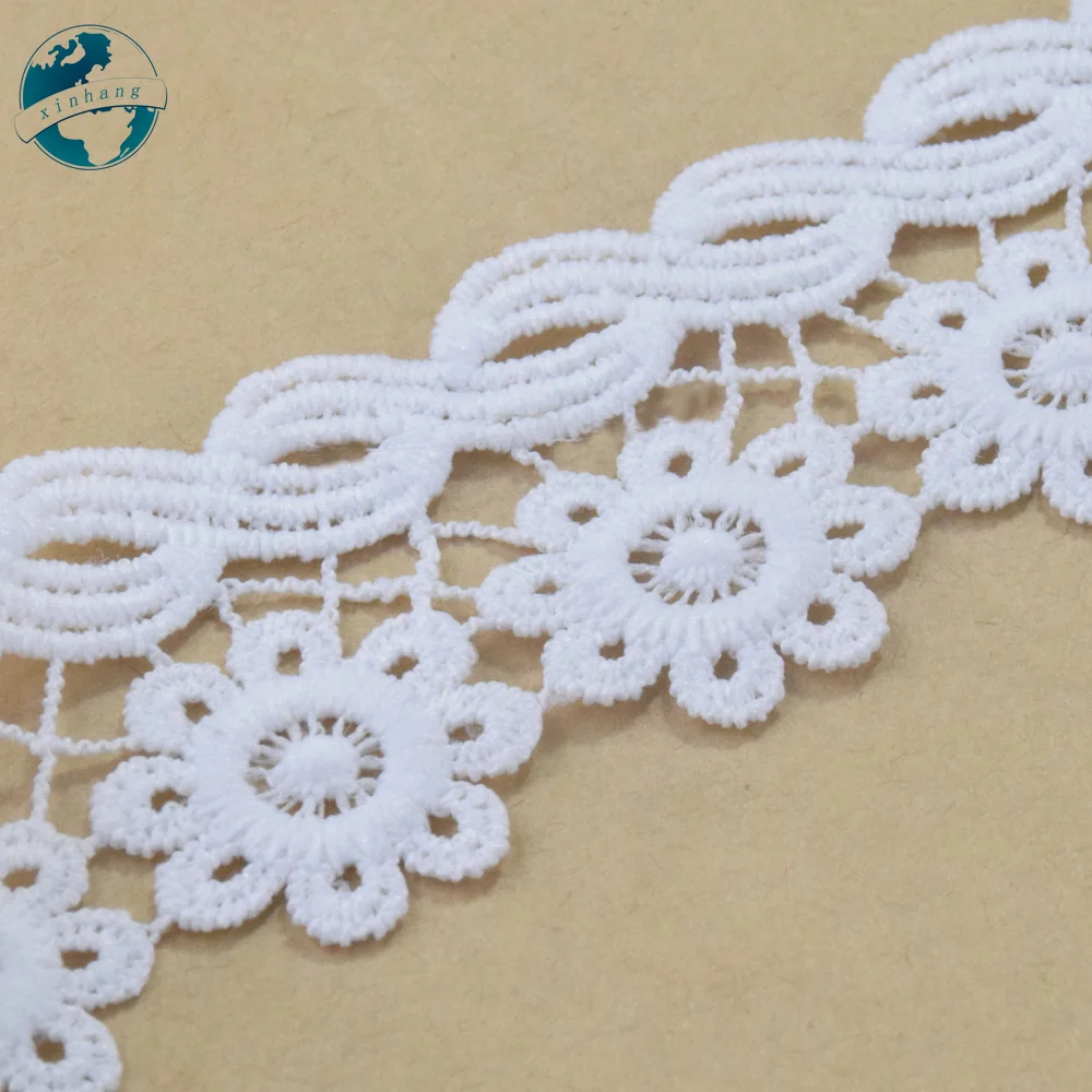 3.5CM Wide 100% Polyester Embroidery Lace Sewing Ribbon Guipure Trim Wedding Decoration DIY Dolls Dress Accessories Lace#4346