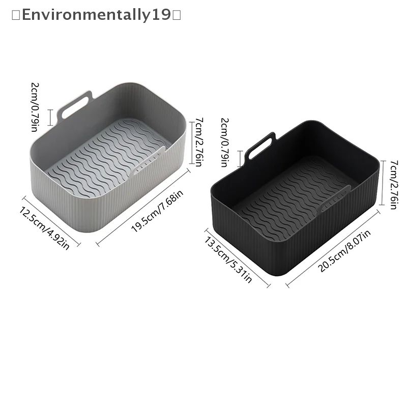 Envienvienviair Fryer silikon liner dapat digunakan kembali persegi panjang Airfryer memanggang Oven nampan mesin cuci piring aman keranjang aksesoris peralatan dapur