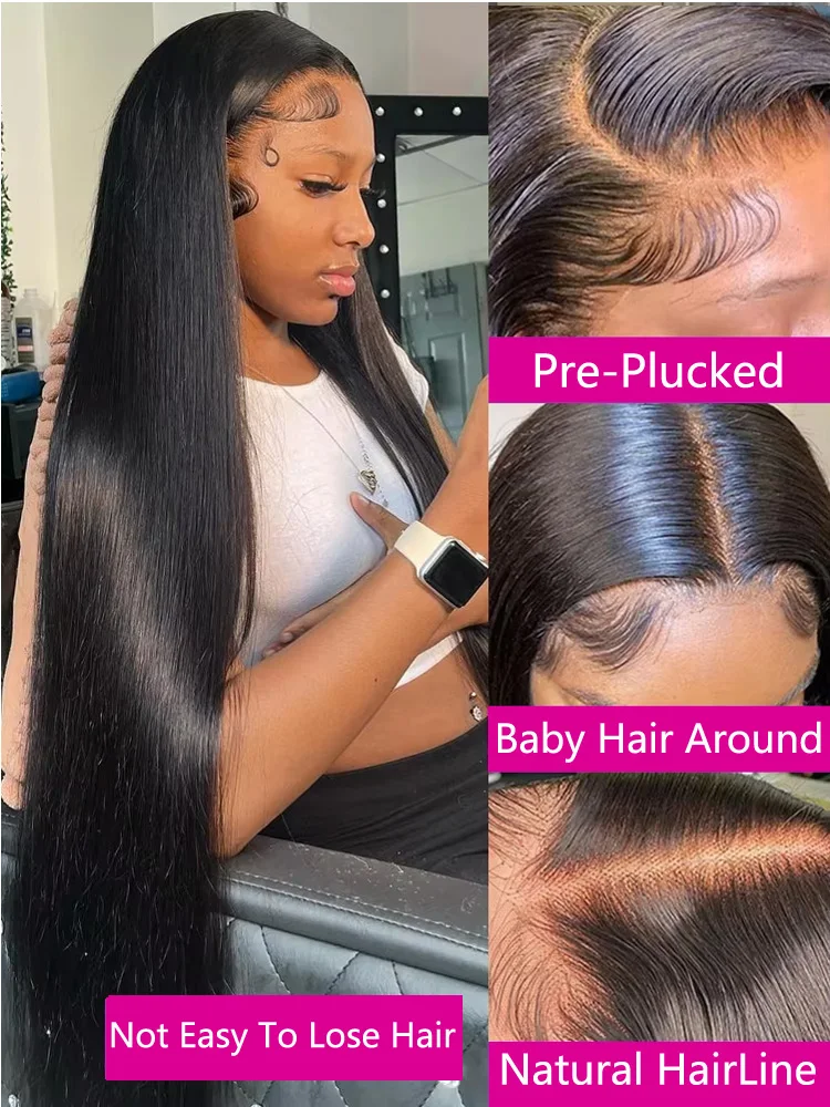 30 بوصة العظام مستقيم HD شفافة أمامي الدانتيل الباروكات البرازيلي 360 كامل الدانتيل شعر مستعار أمامي غلويليس 5X5 باروكة من شعر طبيعي للنساء