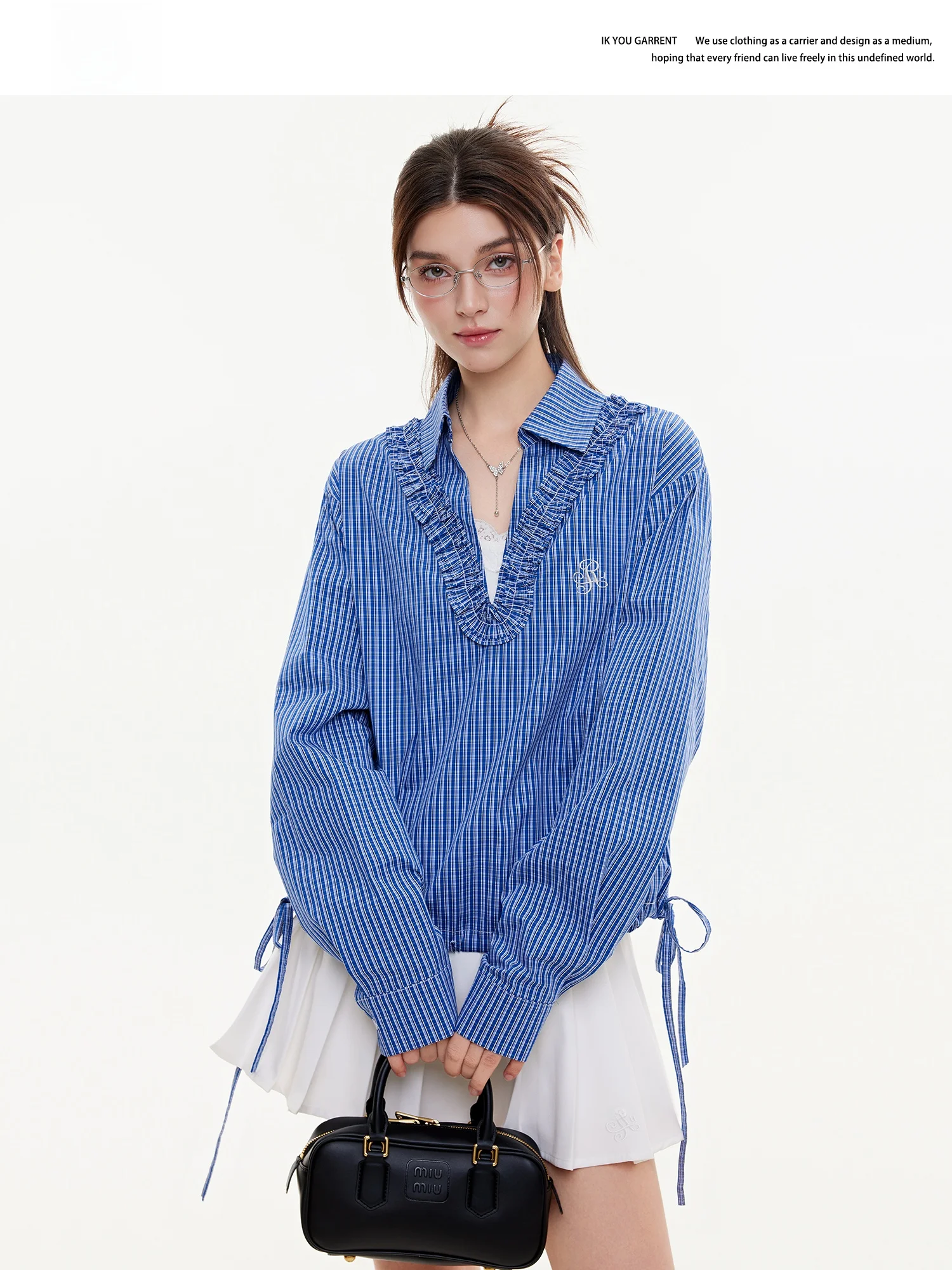 

Casual V-Ne Plaid irt Women Long Sve Slimming Waist Design Spring Summer New Sle Versatile Loose Fit Cotton Blend irt