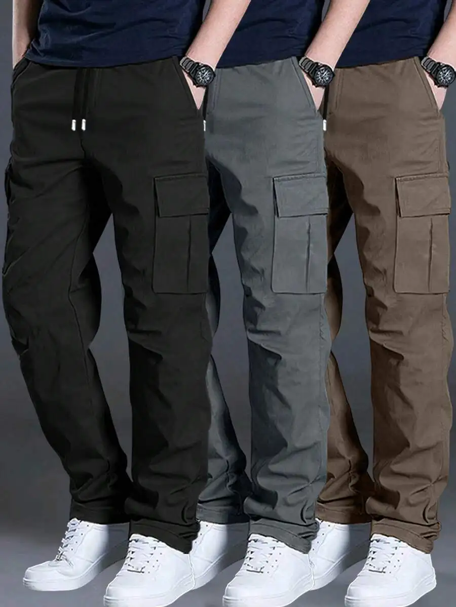 

3pcs Mens Casual Loose Fit Cargo Straight Leg Joggers Street Fashion Hiphop Outdoor Daily Commute
