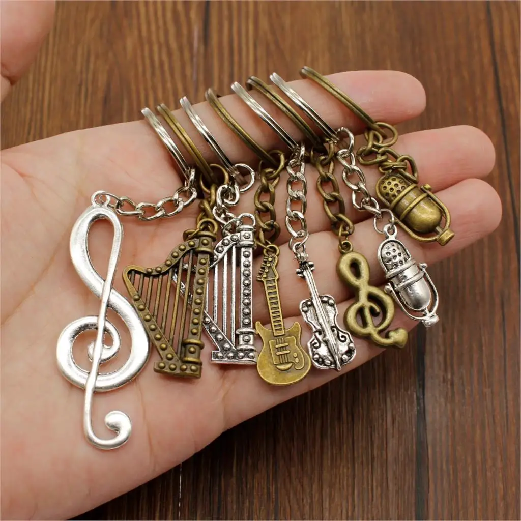 Guitar Keychain Accessory Keys Musical Instrument Funny Car Keychain DIY Handmade Jewelry Key Chains Holder Souvenir For Girls