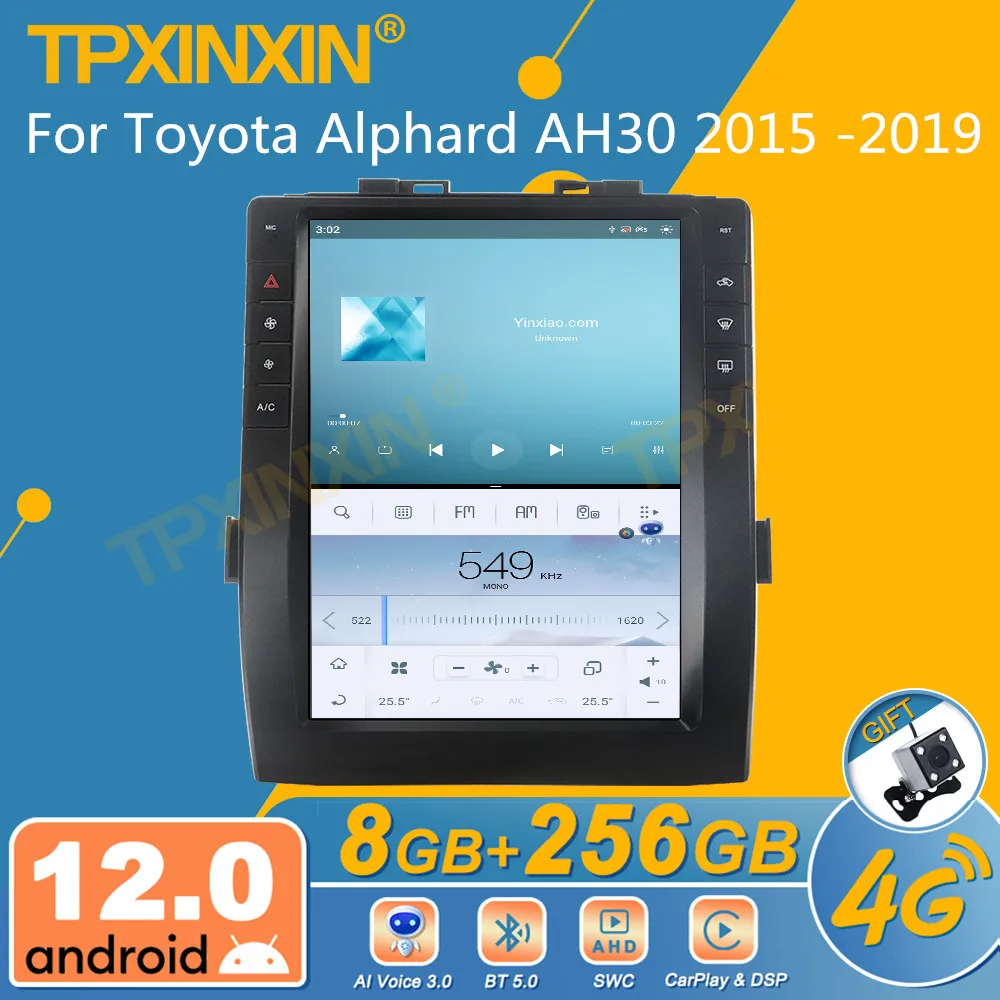 

Автомобильный радиоприемник для Toyota Alphard AH30 2015 -2019 Android, стереоприемник с экраном Тесла, мультимедийный плеер, GPS-навигатор