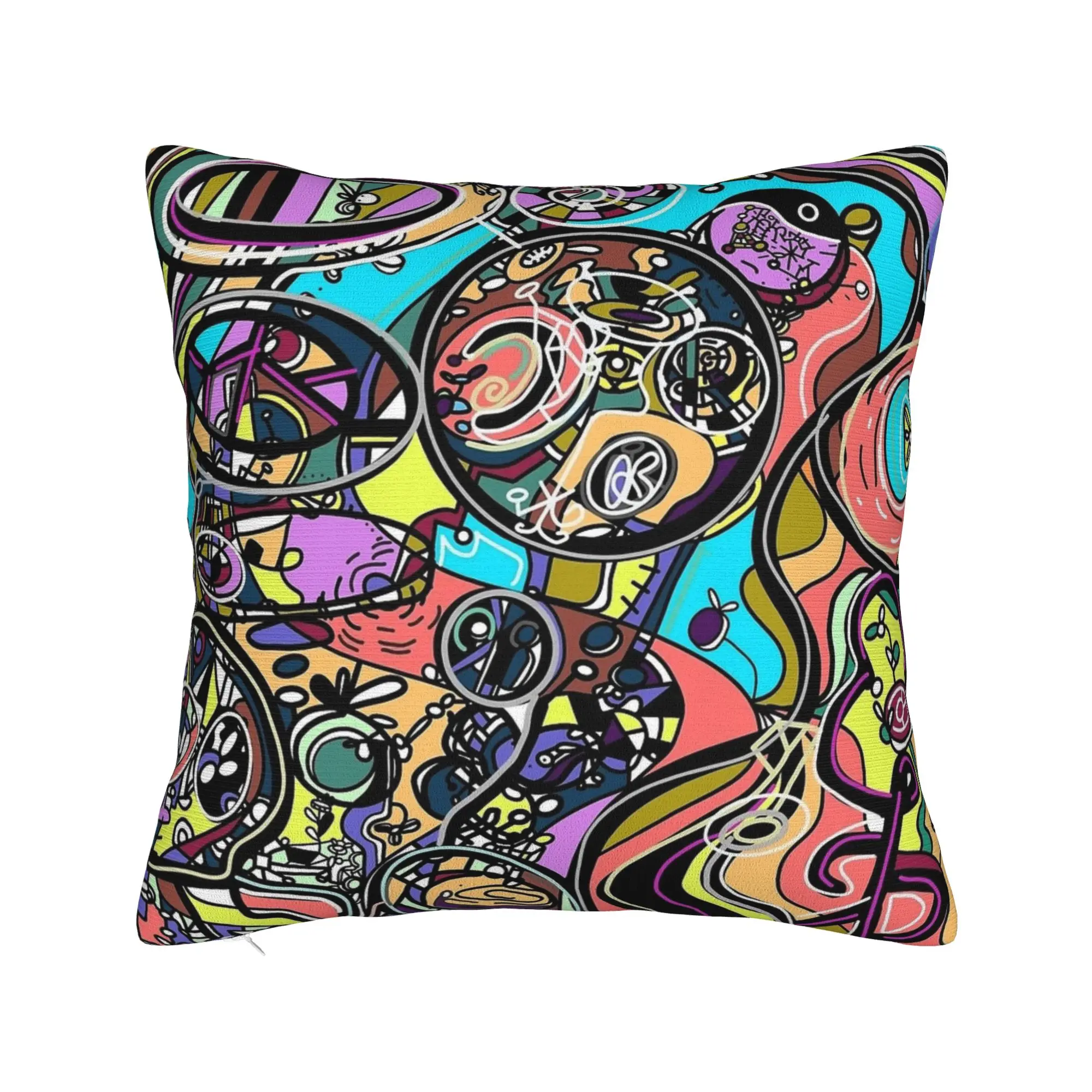 Pillow Cover Psychedelic Graffiti Hella Fine With Your Signs  Morden Pillow Case For Sofa Bedroom Home Decor Pillowcases