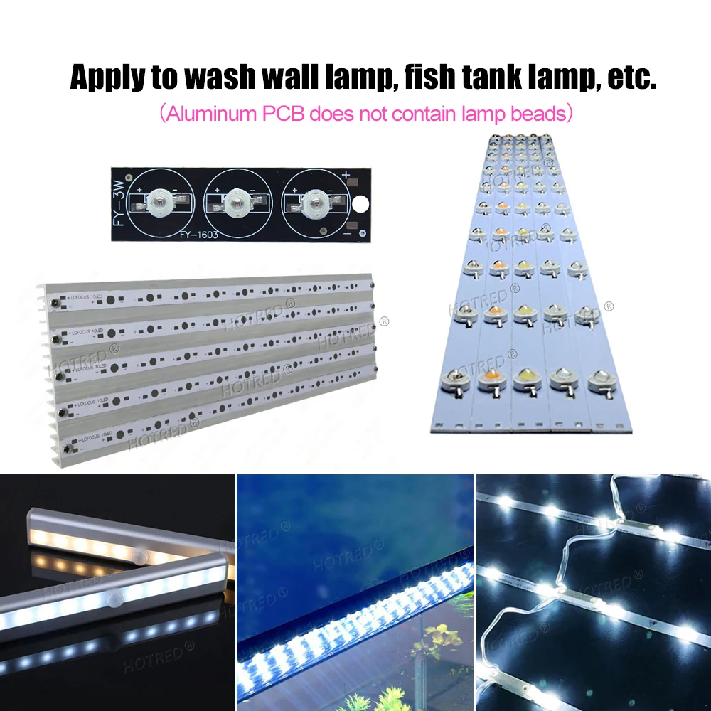 1-10pcs 1W 3W 5W LED Aluminum Base Plate 130mm 150mm 300mm 400mm 500mm 595mm PCB Board For 1 3 5 7 10 12 15 W Watt Light Beads