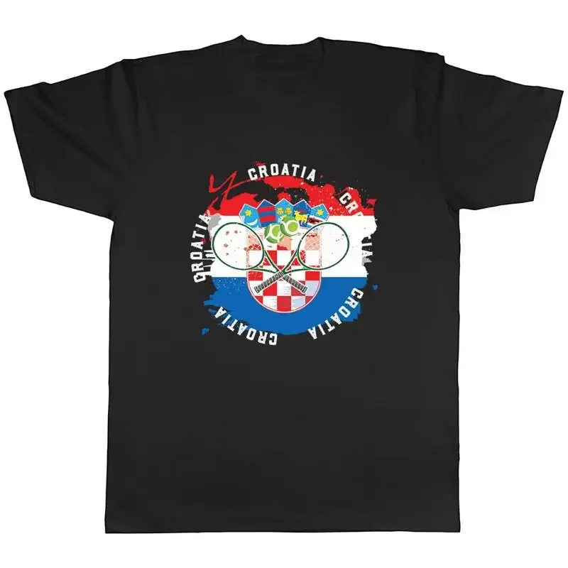 Tennis Sports With Croatia Flag Mens Unisex T-Shirt Tee Gift
